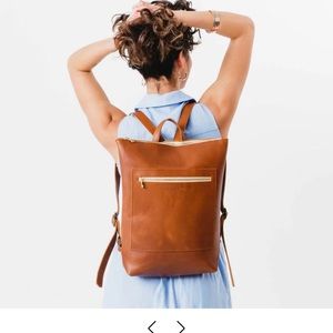 Portland leather black book bag, GUC